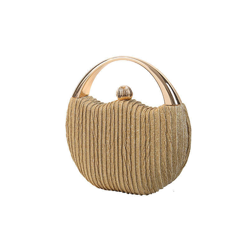 European and American retro 2025 pleated dinner banquet women's fashionable metal hand-held box round bag temperament versatile new trend ins