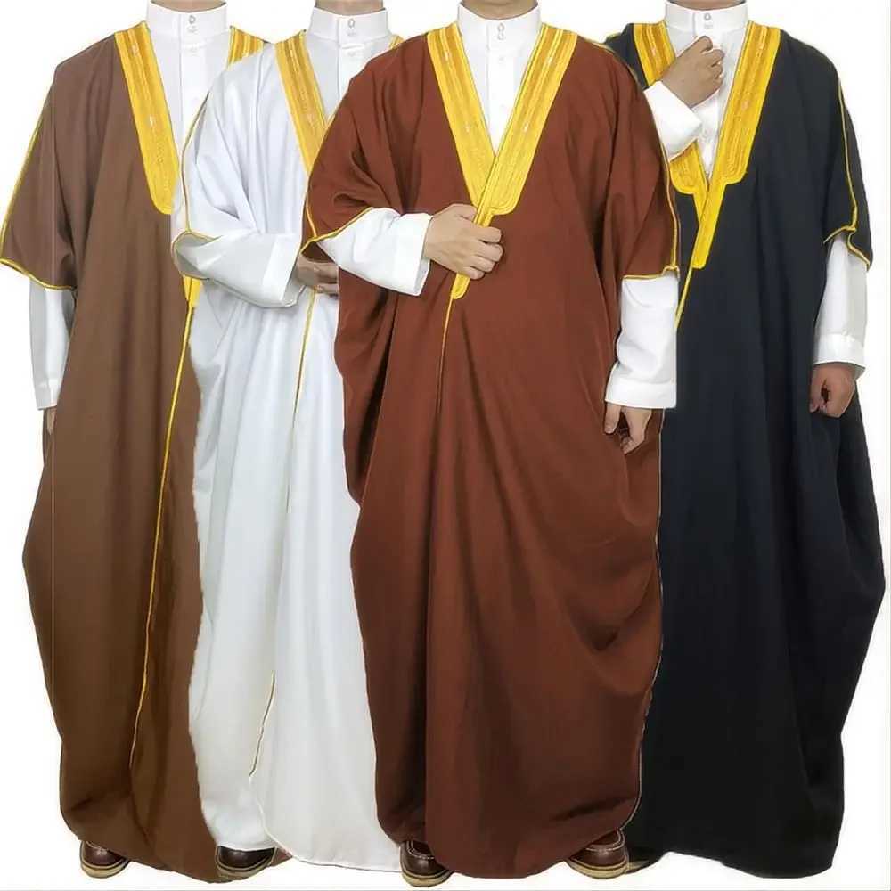 Embroidery Mens Formal Gown Arabic Conservative Long Kaftan Gown Malay-Arab Culture Academic Speech Gown X250514