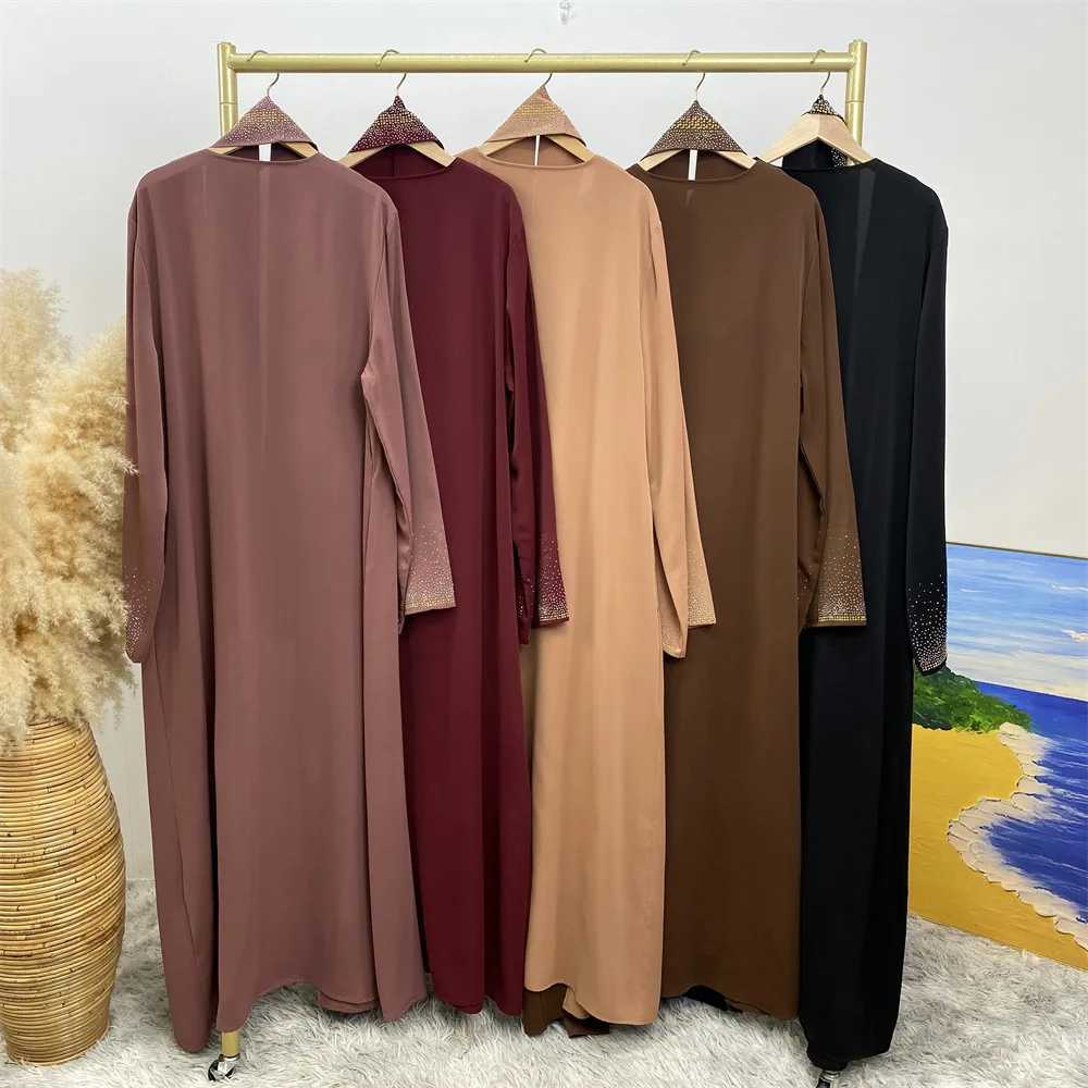 Eid Ramadan Muslim Women Diamonds Maxi Dress Kimono Cardigan Open Abaya Dubai Turkey Kaftan Islam Clothing Ka Robe Jalabiya X250514