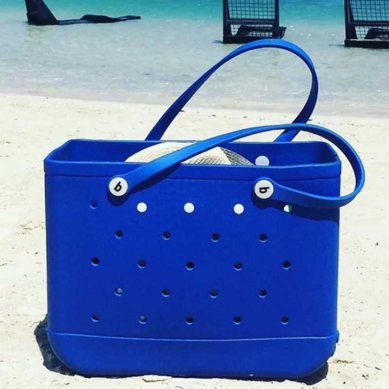 XL Beach Bag EVA Rubber Waterproof Travel Picnic Storage Basket Extra Large Women Shopping Handbag Bag Jelly Beach Tote Bag Z250514