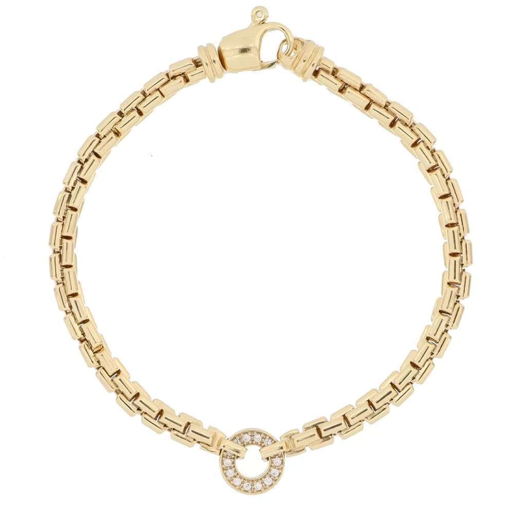 Made in Italy Gold Bracelet Womens Jewelry Circle Pendant Box Chain Lobster Clasp Minimalist Design Handcrafted