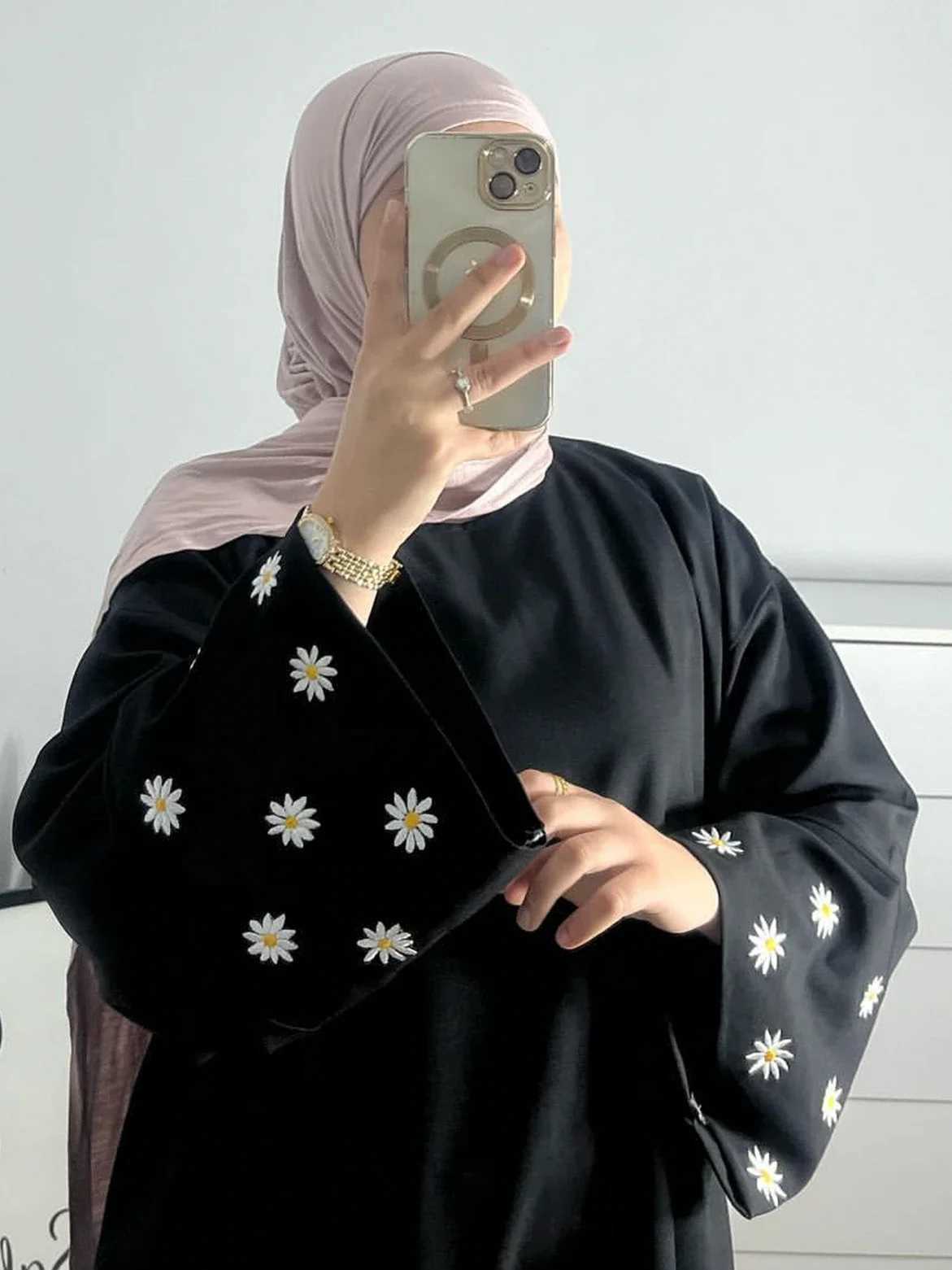 Eid Muslim Dubai Dresses for Women abaya Jalabiya Floral Embroidery Ramadan Morocco Dubai Robe Abayas Kaftan Islam Vestidos 2024 X250514