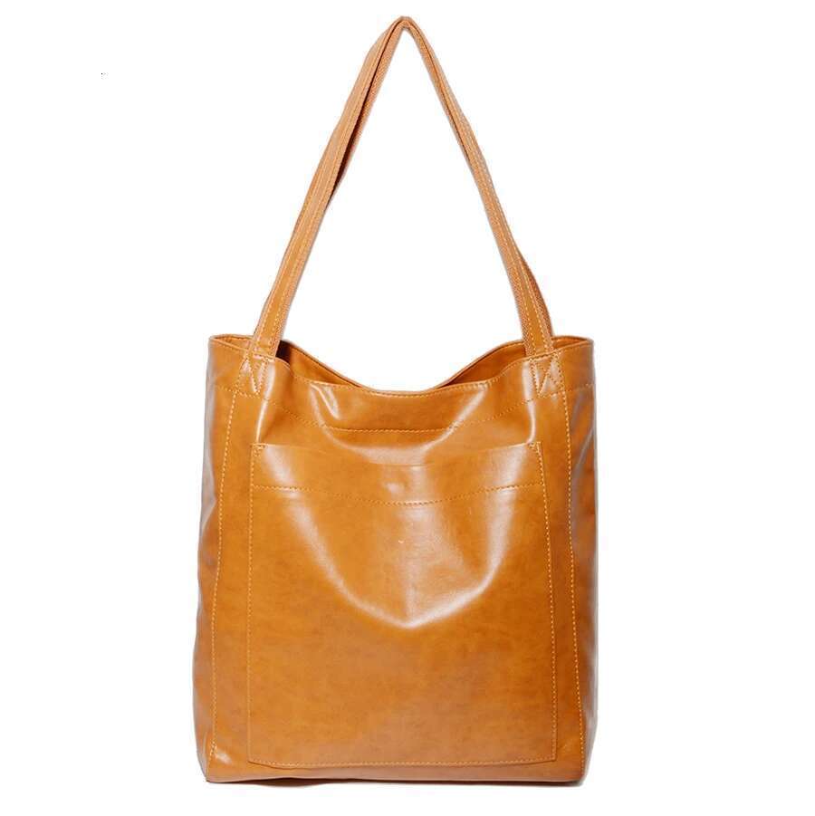 Large Capacity Leisure Shopping Soft Handbag, Women's Shoulder Bag, Retro Oil Wax Leather Tote Bag