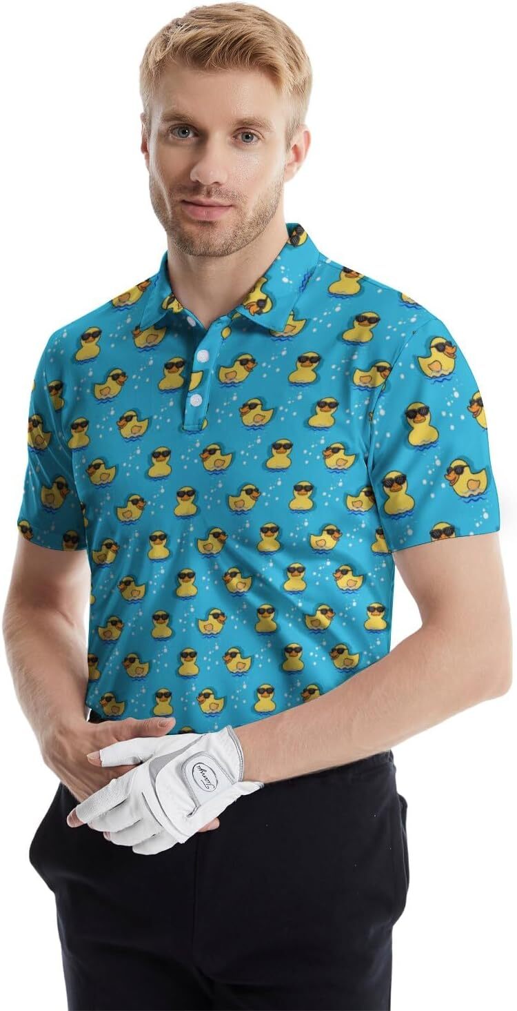 Mens Polo shirt Funny Golf Polos for Men Funny Print Short Sleeve Shirts Quick Dry Polo Shirts Hawaiian Shirt Performance Golf Outfits Polos shirts ts