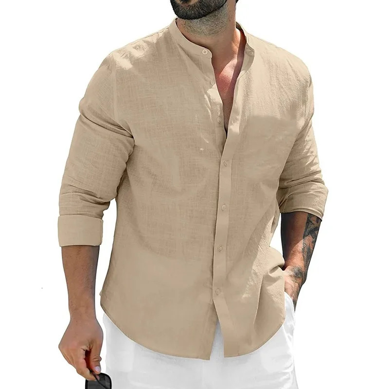 Autumn Mens Long Sleeve Shirts Cotton Business TShirts Men Breathable Solid Color Streetwear Button for White Shirt 250514