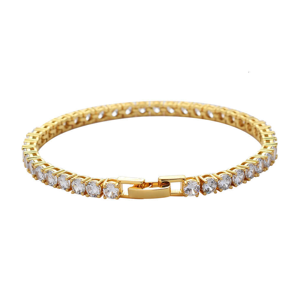 Copper Easy Buckle Chain Tennis 3mm 4mm 5mm Zircon Single Row Hip Hop Bracelet