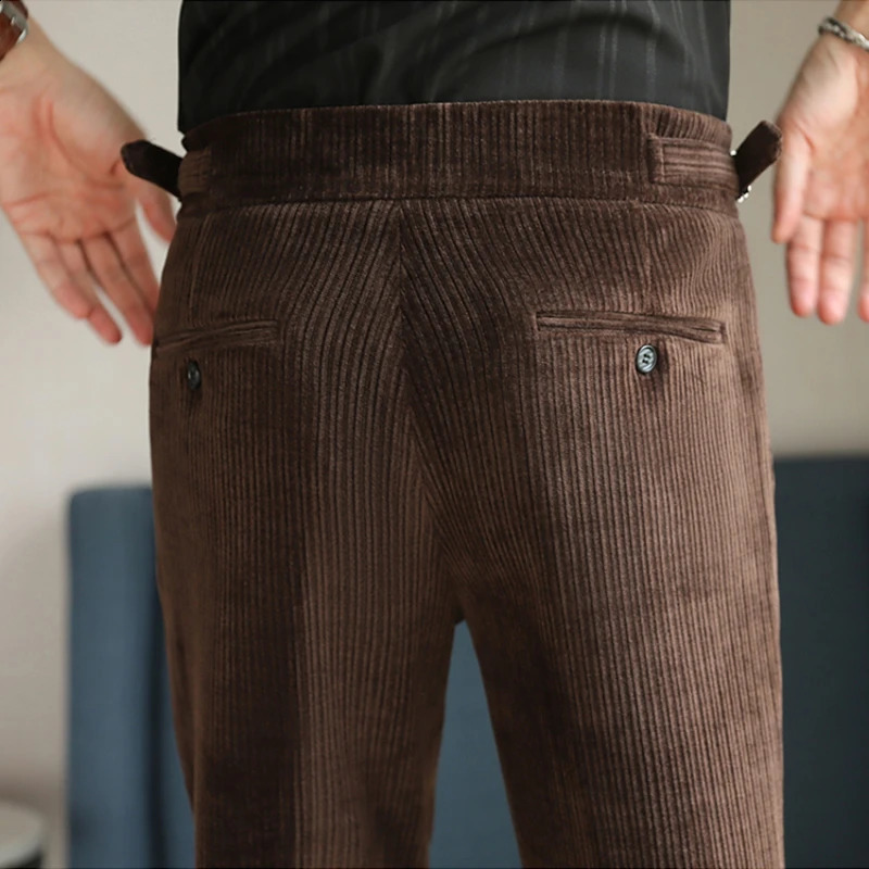 Light Chenille Neapolitan High Waist Casual Pants for Men Premium Feeling Slim Fit Mens Dress Pantspantalon 250513