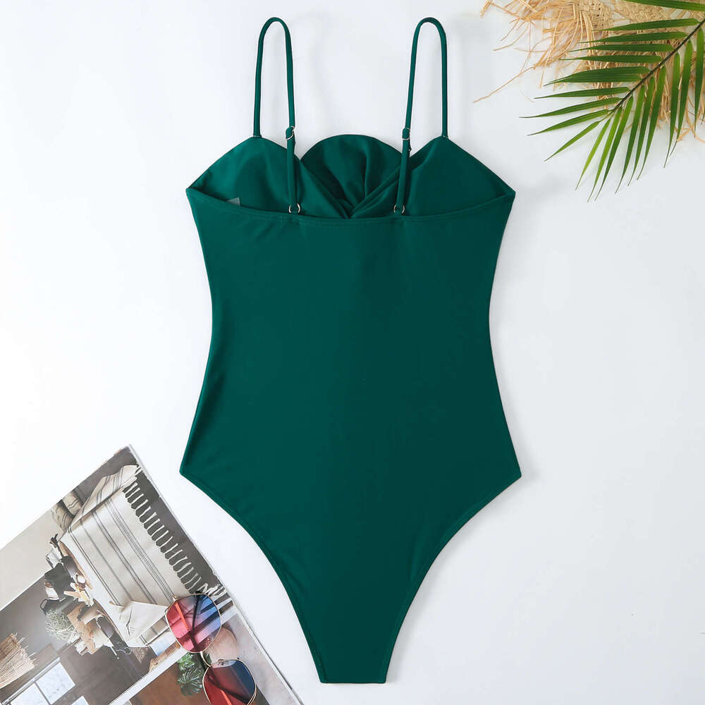 solid color one-piece for women, European American French retro cover belly slimming swimsuit set, 2025 new style, chic and elegant clothing