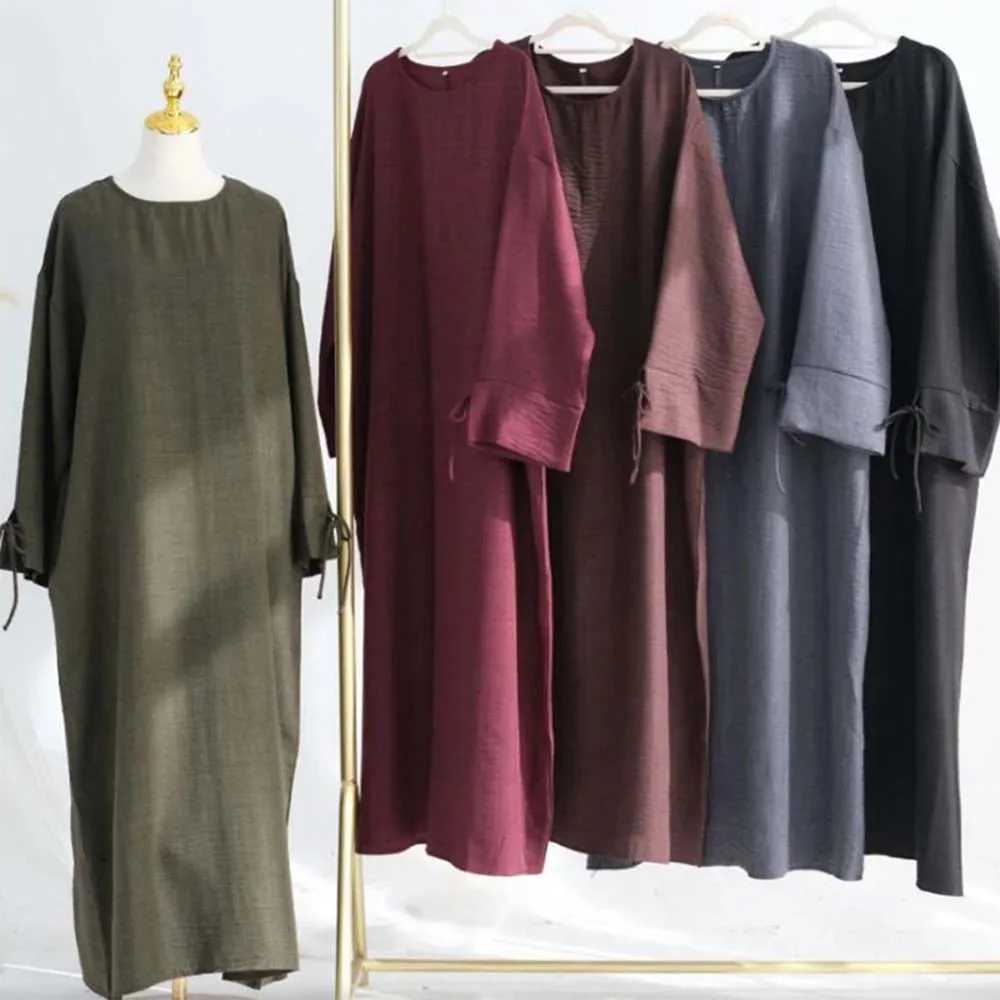 2025 New Ramadan Abaya Women Muslim Dress Solid Color Robe Dubai Abayas Eid Islam Clothing Turkish Casual Modest Robe for Adult X250514