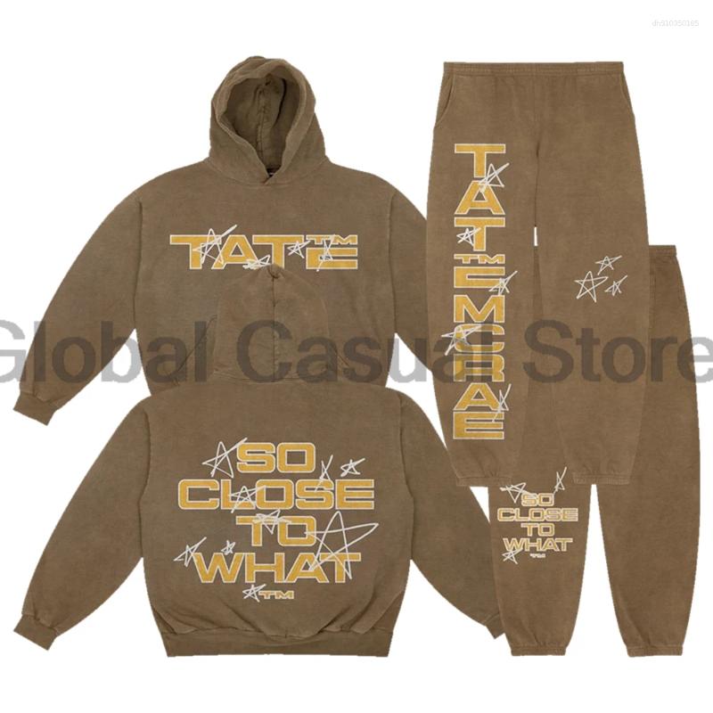 Men's Hoodies Tate McRae So Close To What Merch Stars Brown Jogger Pants Two Piece Set Sweatshirts Sweatpants Men Women's
