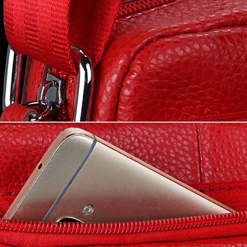 Genuine Cow Leather Women Handbags Single Shoulder Zipper Messenger Bags Soft Phone Pocket High Quality Crossbody Female Bag