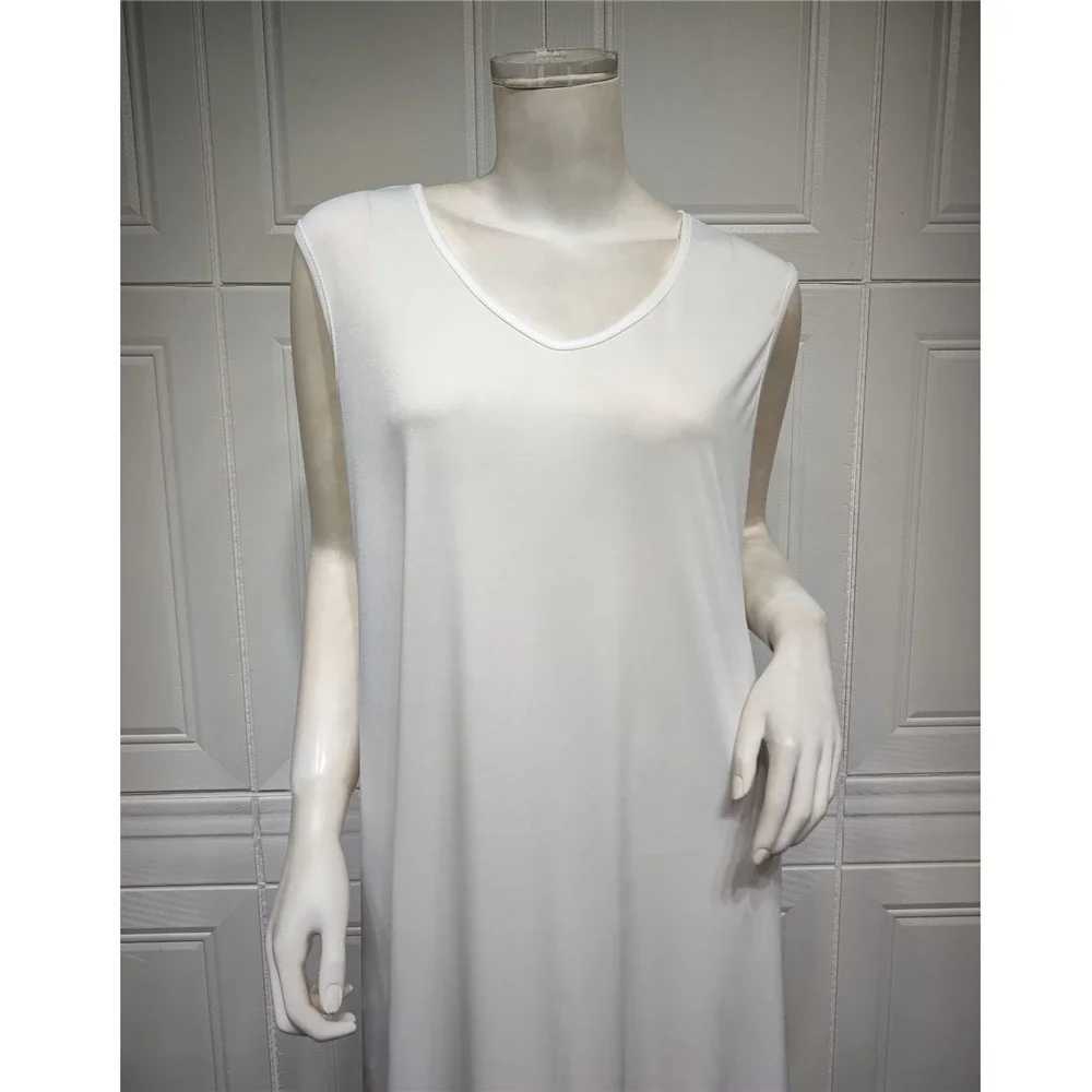 Ramadan Underdress Muslim Abayas For Modest White Casual Women All Match Slveless Maxi Dress Turkey Kimono Robe Arab Clothing X250514