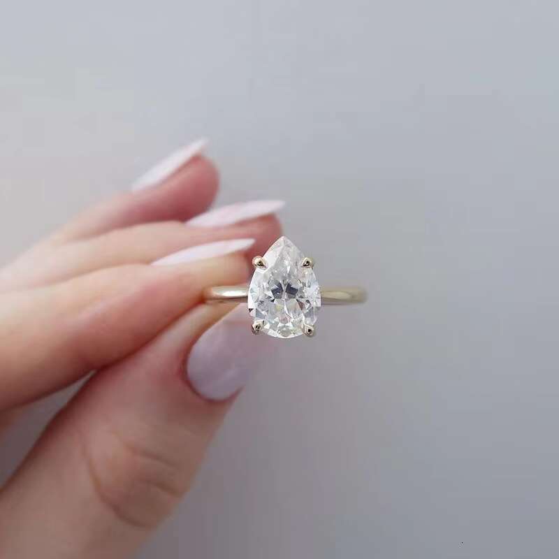Custom Made Women Engagement Ring Bridal Jewelry Solid 14K Gold Moissanite Ring