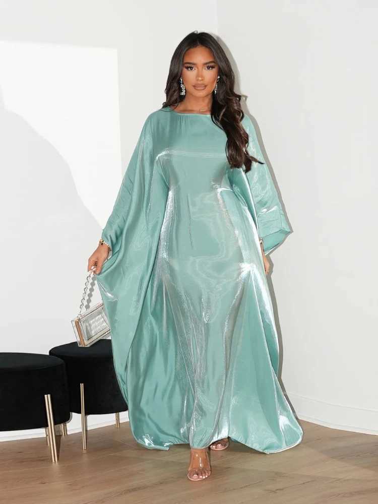 Eid Muslim Abaya for Women Silky Bat Slve Dress Saudi Arabic Party Dress Ramadan Maxi Vestidos Morocco Kaftan Long Robe 2024 X250514