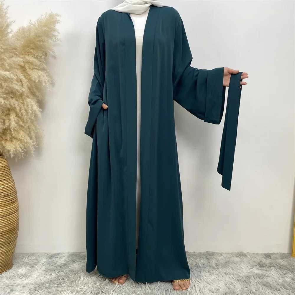 Eid Abaya Open Cardigan Muslim Women Long Slve Maxi Dress Turkey Kaftan Arab Gown Belt Kimono Dubai Ramadan Islam Arabic Robes X250514