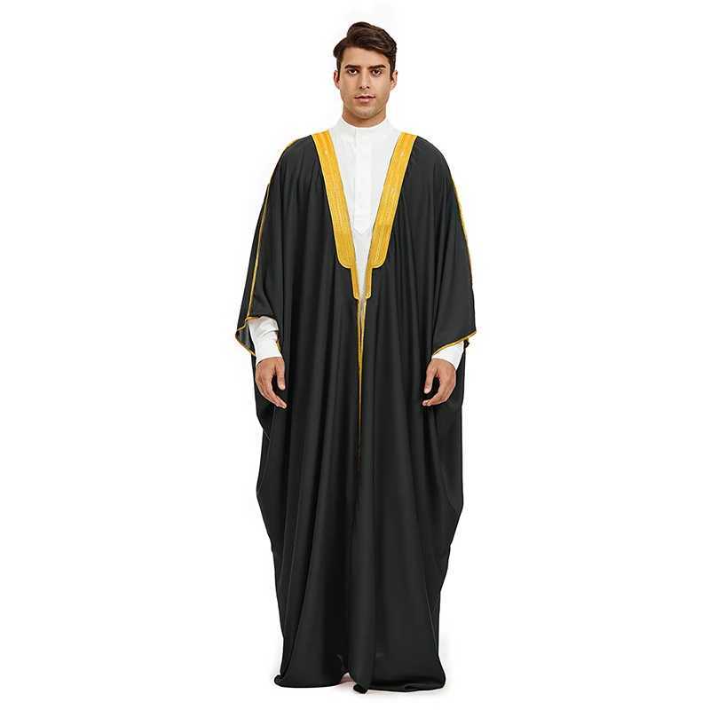 Bisht Arabic Cloak Islamic Muslim Dubai Men Bisht Abaya Eid Arab Thobe Saudi Men Robe X250514