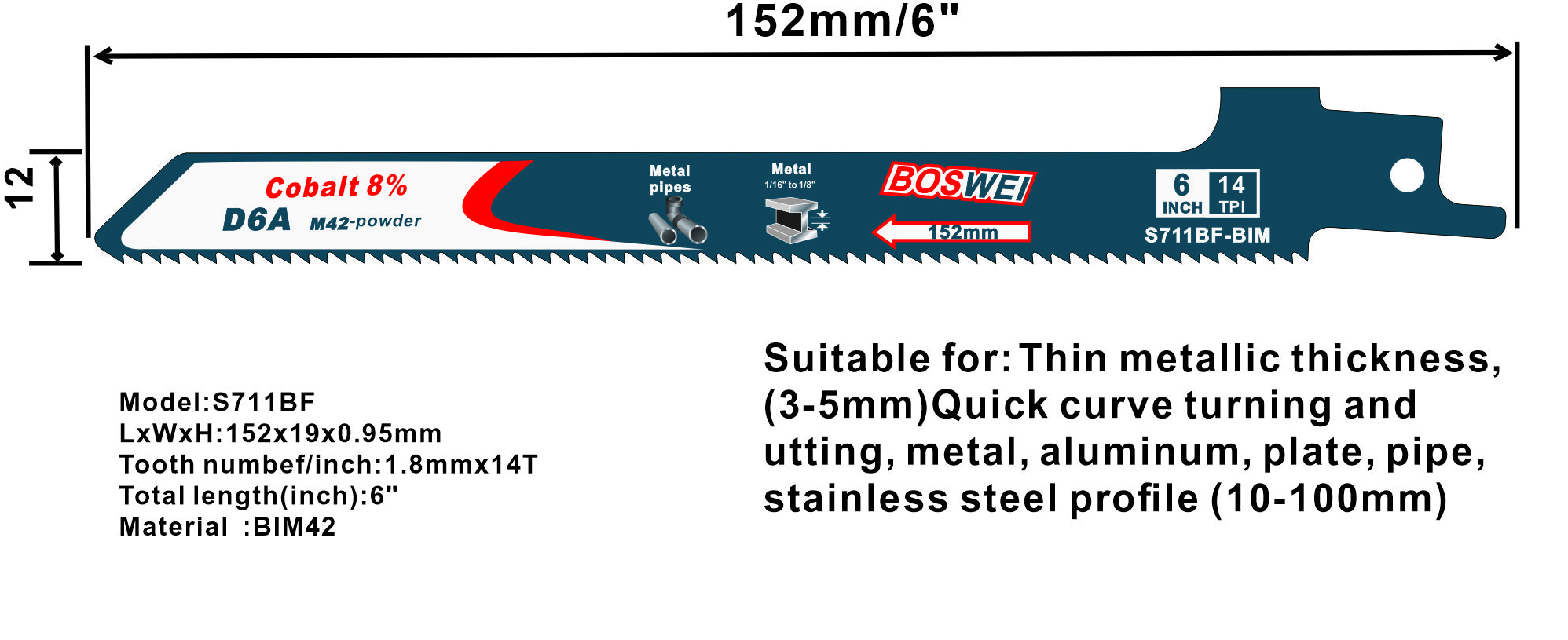 Cobalt bimetal saw blades for wood, nailed wood and plastic pipe cutting wholesale Five pieces per piece
