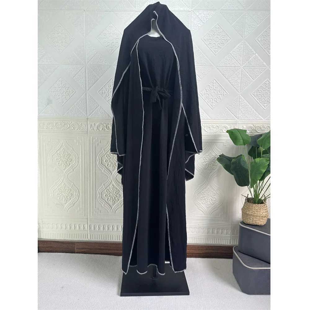 3 Piece Abayas Matching Muslim Sets Hijab Dress Crepe Open Kimono for Women Dubai Turkey Inner Dresses Islamic Clothing Ramadan X250514