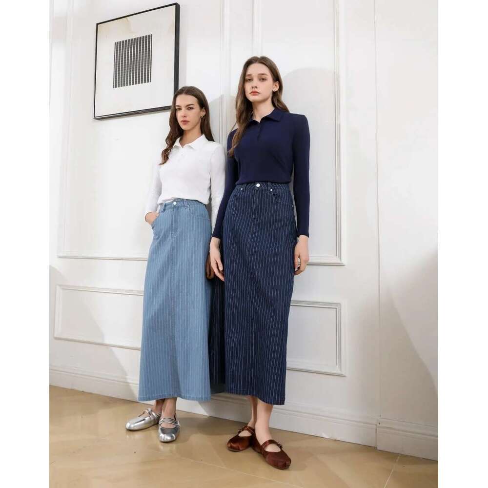 AS 2025 Pinstripe Denim Skirt Fashion Woman Clothes Lady Wear