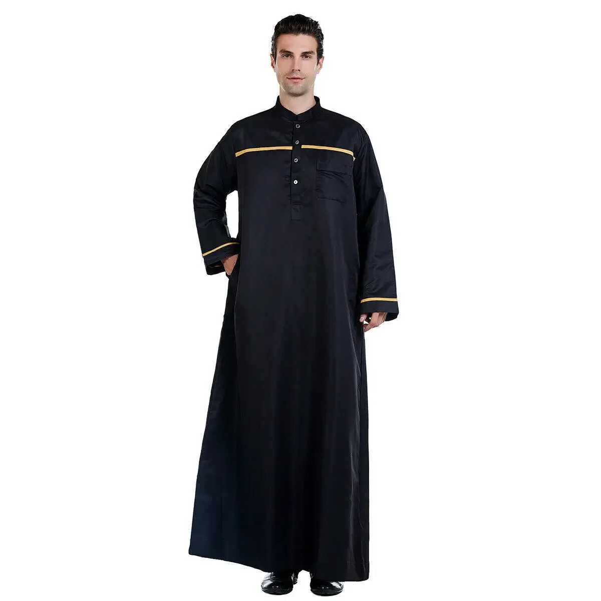 Saudi Arabic Men Thobe Jubba Abaya Muslim Clothing Dubai Islamic Robe Kaftan Traditional Clothing Long Sleeve Dress Eid Ramadan X250514