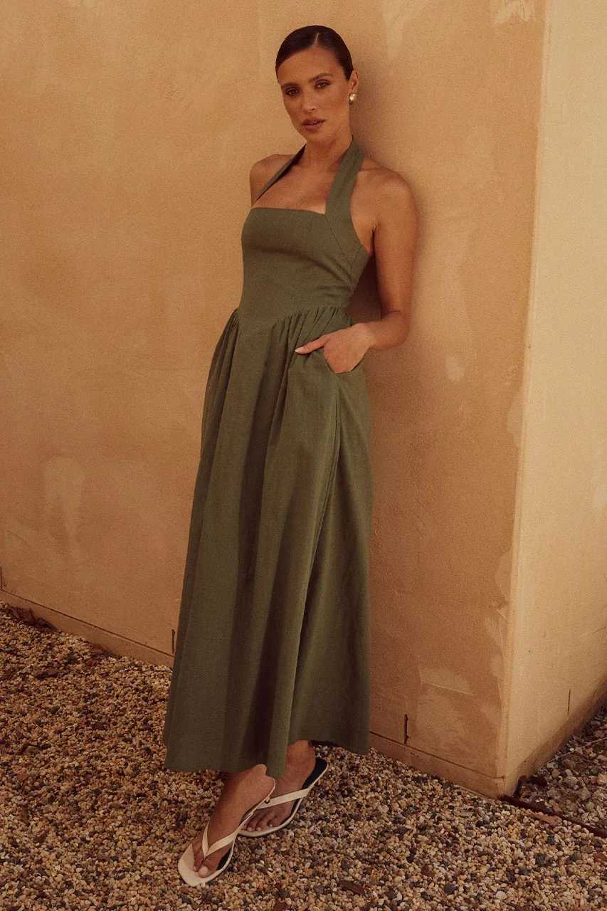 Fashion Halter Neck Long Dresses Women 2024 Summer New Sexy Backless Temperament Commuting Maxi Dress Female Streetwear DressesXJ250514