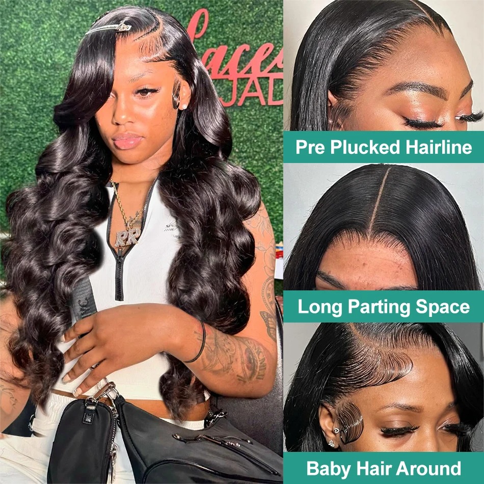 Wear Go HD 250 Density 13x6 Body Wave Lace Frontal Human Hair Wig 30 40 Inch 13x4 Lace Front Wigs Brazilian Closure Glueless Synthetic Front wigs