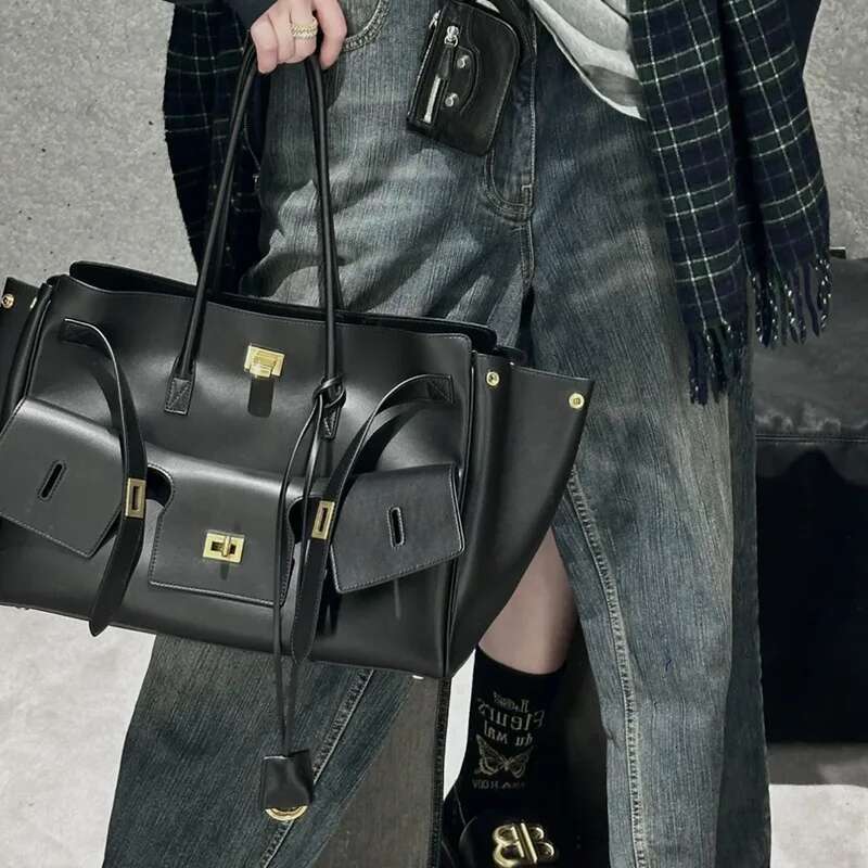 Genuine Leather Tote Bags for Women Large Capacity Travel Shoulder Bag Designer Handbags Ladies Shopping Purse