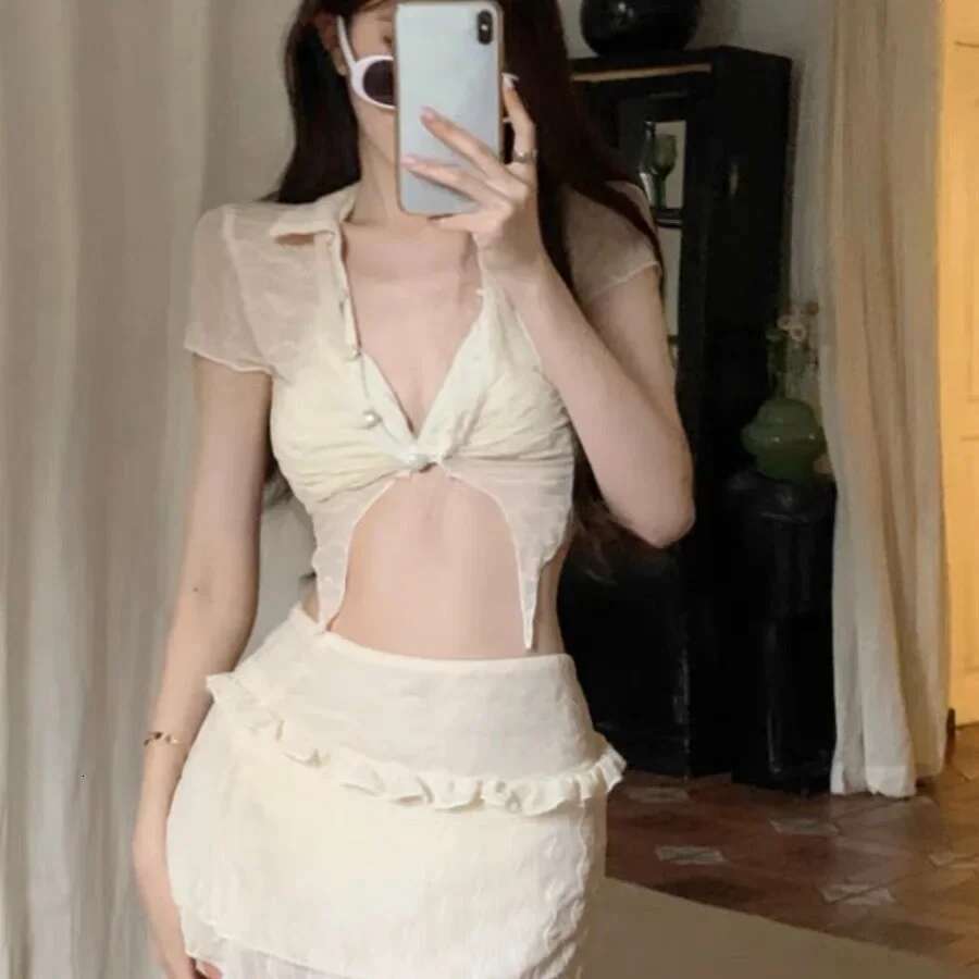 New Style Women's Bikini Pure Desire Petite Belly Covering Sea Vacation Three-Piece Set Split Swimsuit
