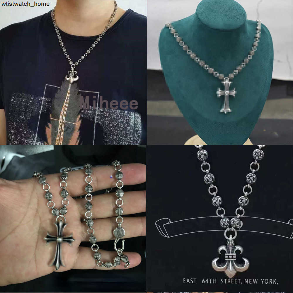 Designer Boat Cross Necklace 925 Thai silver Bold Letter Flower Diamond Women Brand Anchor Pendant Plated Chain Men Jewelry Necklace