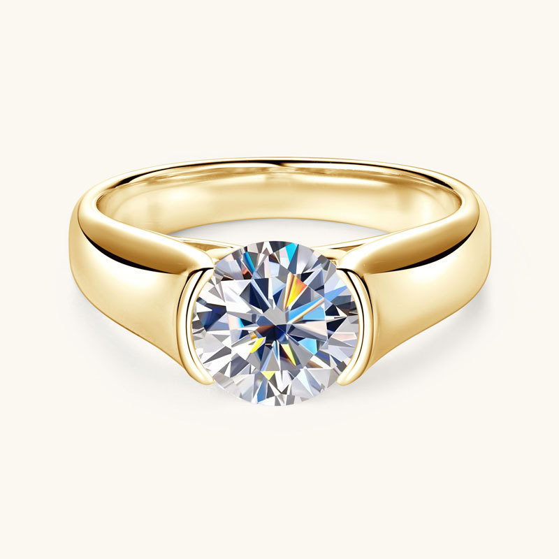 D-color VVS1 2CT Moissanite diamond ring for men and women, light luxury, pure silver plated 18K set diamond ring in stock wholesale