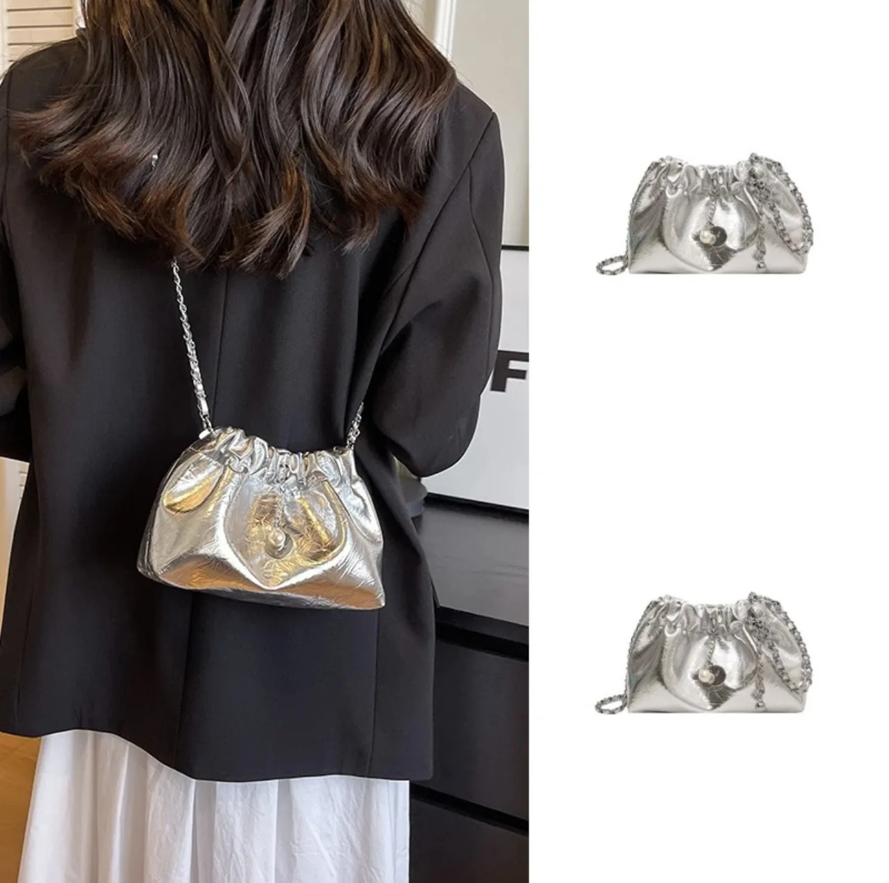 Cloud Bag Women Y2K High Sense Shoulder Bags Summer Chain Fashion Bucket Messenger Purses Handbags 250514