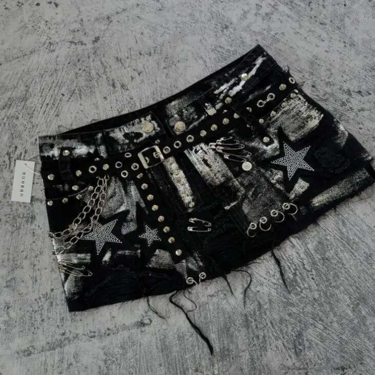 American High Street Star Embroidery Spice Girls Mini Summer New Fashion Trendy Denim For Women Jeans Y2k Skirt