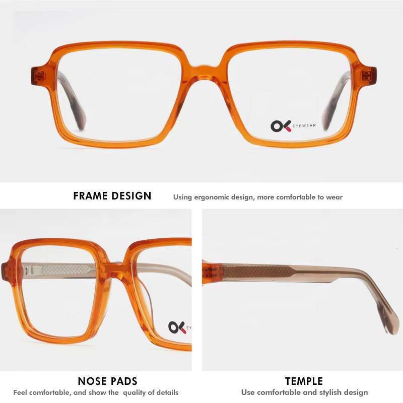Logo unisex rectangular fashion acetate fiber optical eyeglass frame