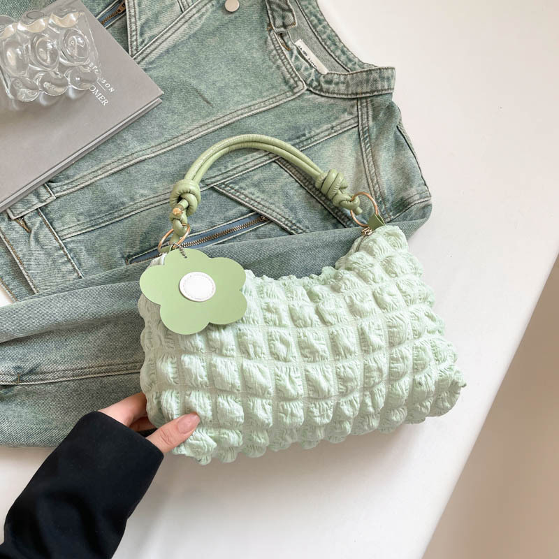 Free Delivery Designer Bag Bubble Flower Cylinder For Women 2025 Japanese And Korean Girl Texture Single Shoulder Handheld Bento Shopping Bag Luxury B