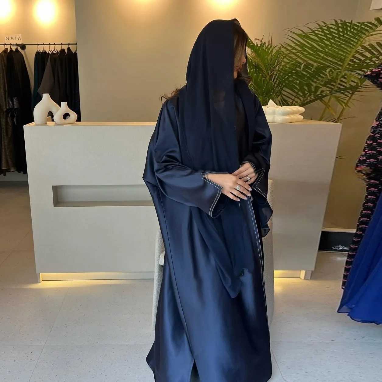 Eid Abaya Dubai Satin Muslim Dress Women Kimono Open Abayas Turkey Kaftan Ka Caftan Marocain Femme Robe Islam Jalabiya Gown X250514