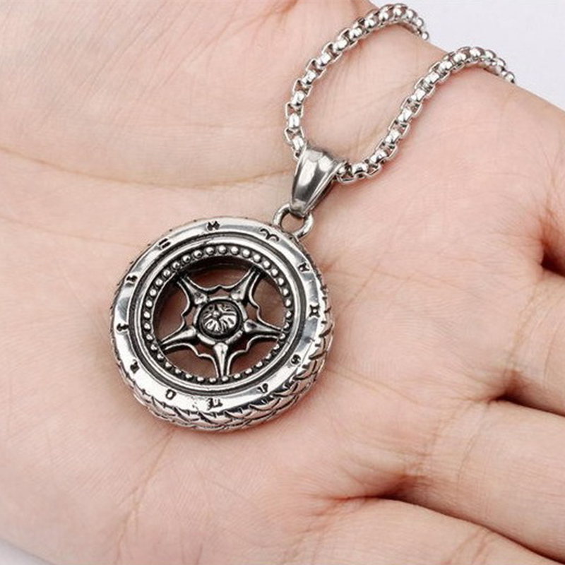 60cm Hip hop style fashion outfit, light luxury trend, retro fashion, cool tire necklace, collarbone chain Tire Necklaces & Chains for Men/Women