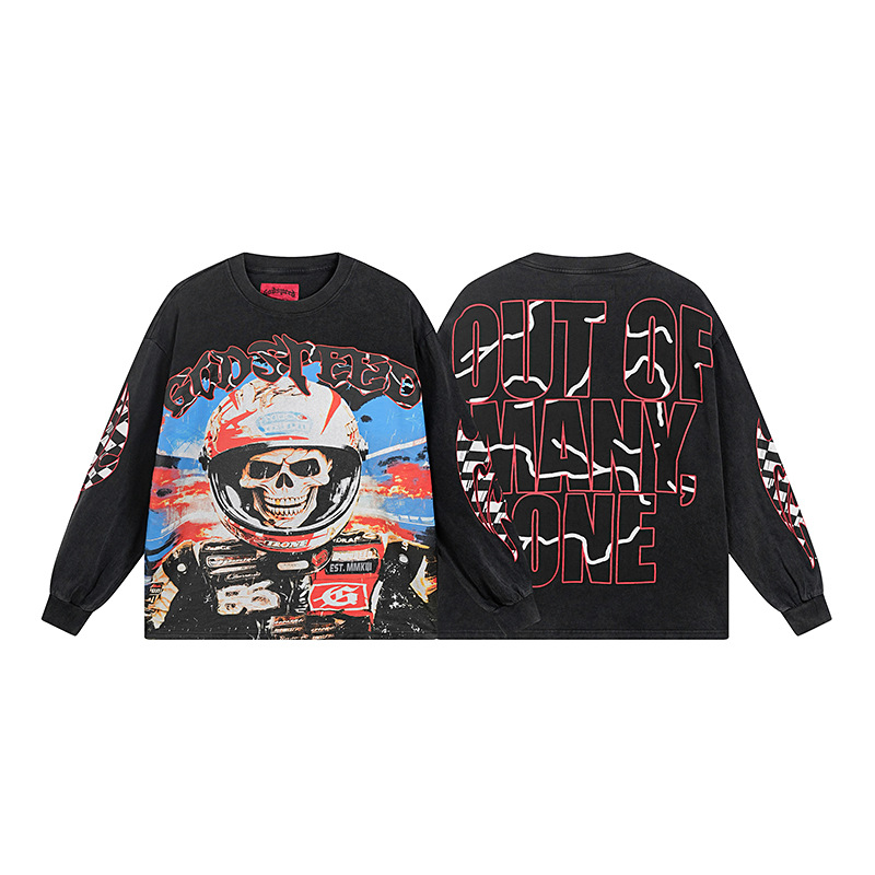 Men's Hoodies Harajuku Classic Character Graphic Print Godspeed Oversized Crew Neck Sweatshirt Gothic Brown Long Sleeves Men Women Autumn