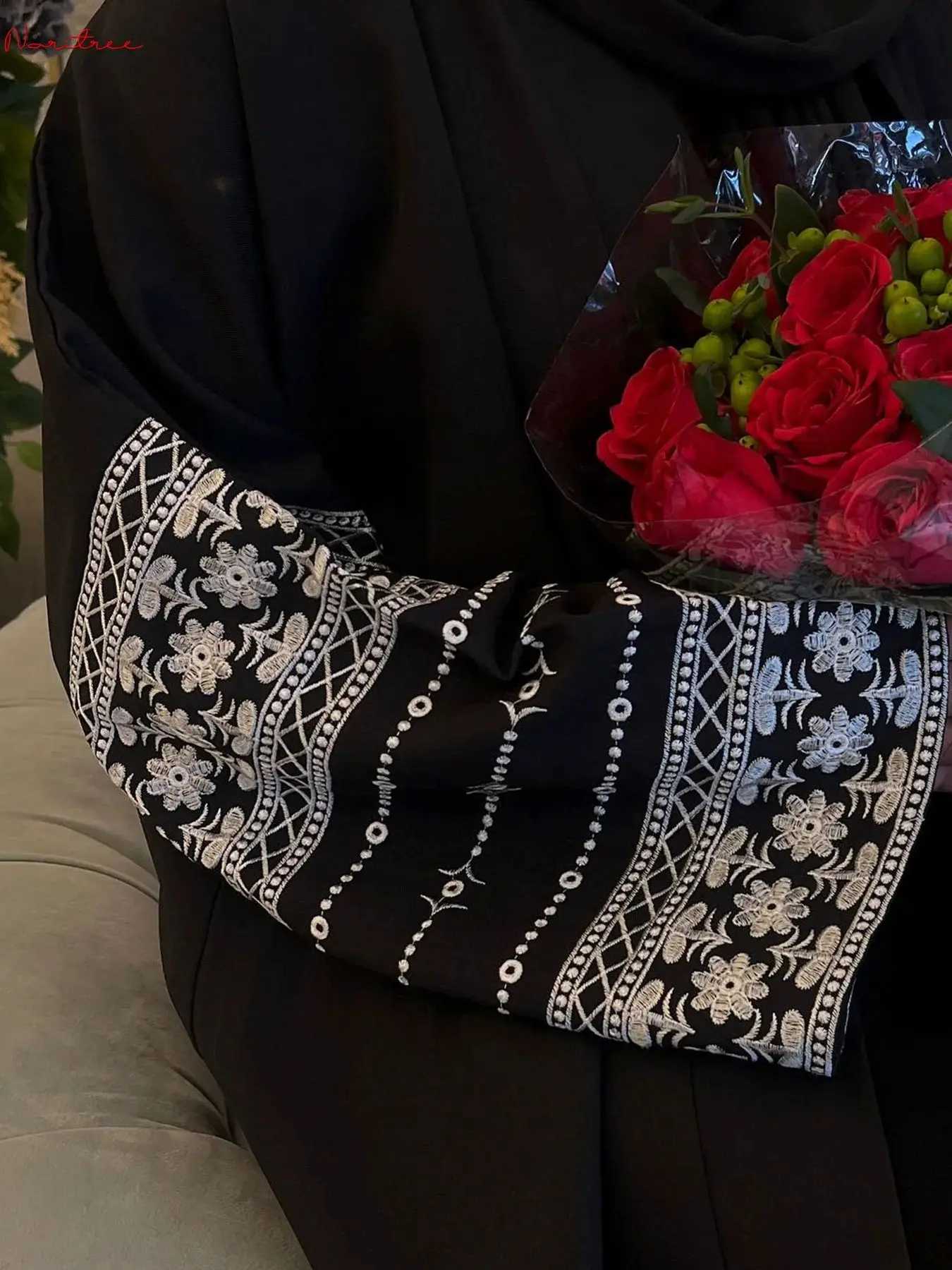 Fashion Embroidery Kimono Oversized Muslim Robe Syari Female Full Length Muslim Outerwear Worship Service Abaya With Belt wy1946 X250514