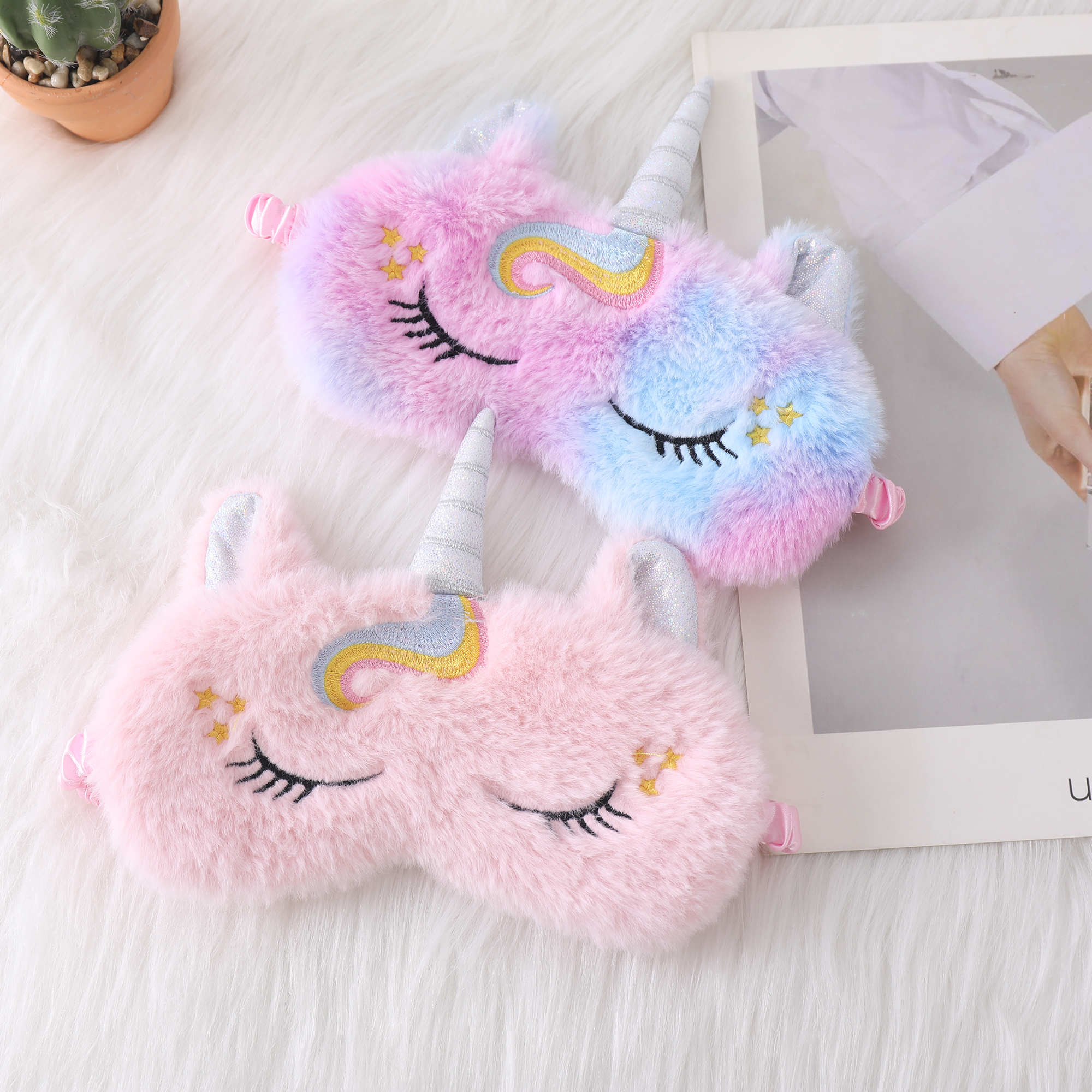 Unicorn Ear Light Blocking Sleep Eye Mask In Stock Christmas Cute Plush Style
