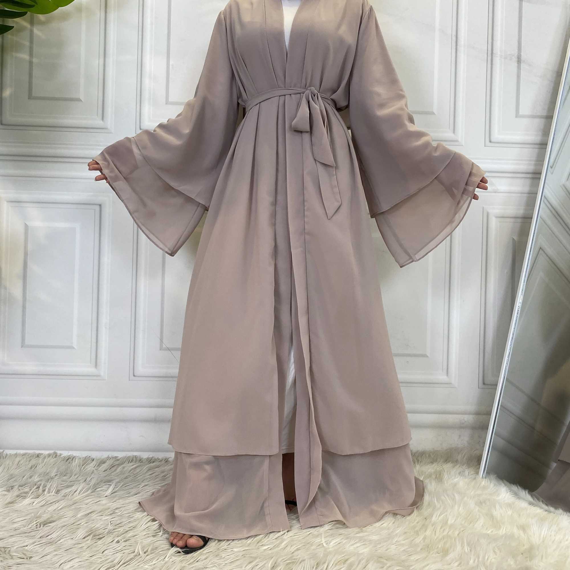 New Muslim Middle East fashion womens long dress Arab Dubai Turkey elegant womens cardigan chiffon robe X250514
