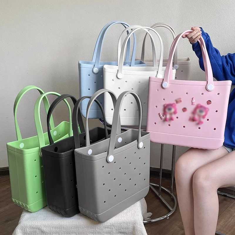 EVA Beach Waterproof Summer Storage Basket for Outdoor Travel Picnic Bag Women Shopping Tote Bag Rubber Handbag Z250514