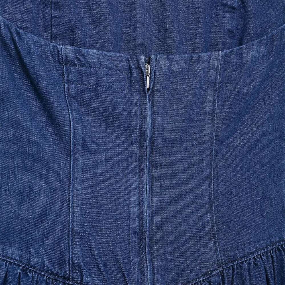 UNIZERA denim Midi with strapless backless zipper decoration for spring and summer new casual women's dress