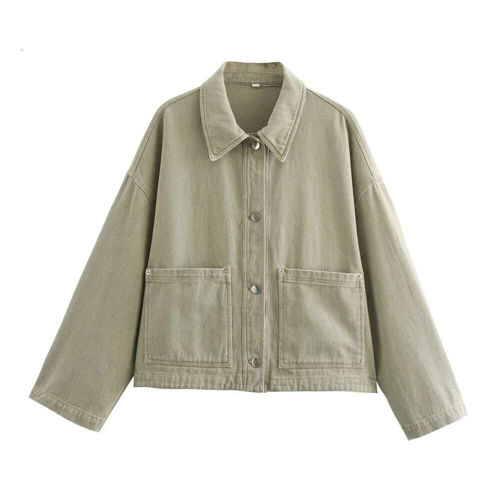 Taop&Za Autumn New Product Women's Fashion Loose Pocket Decoration Washed Long Sleeve Collar Shirt Jacket Coat