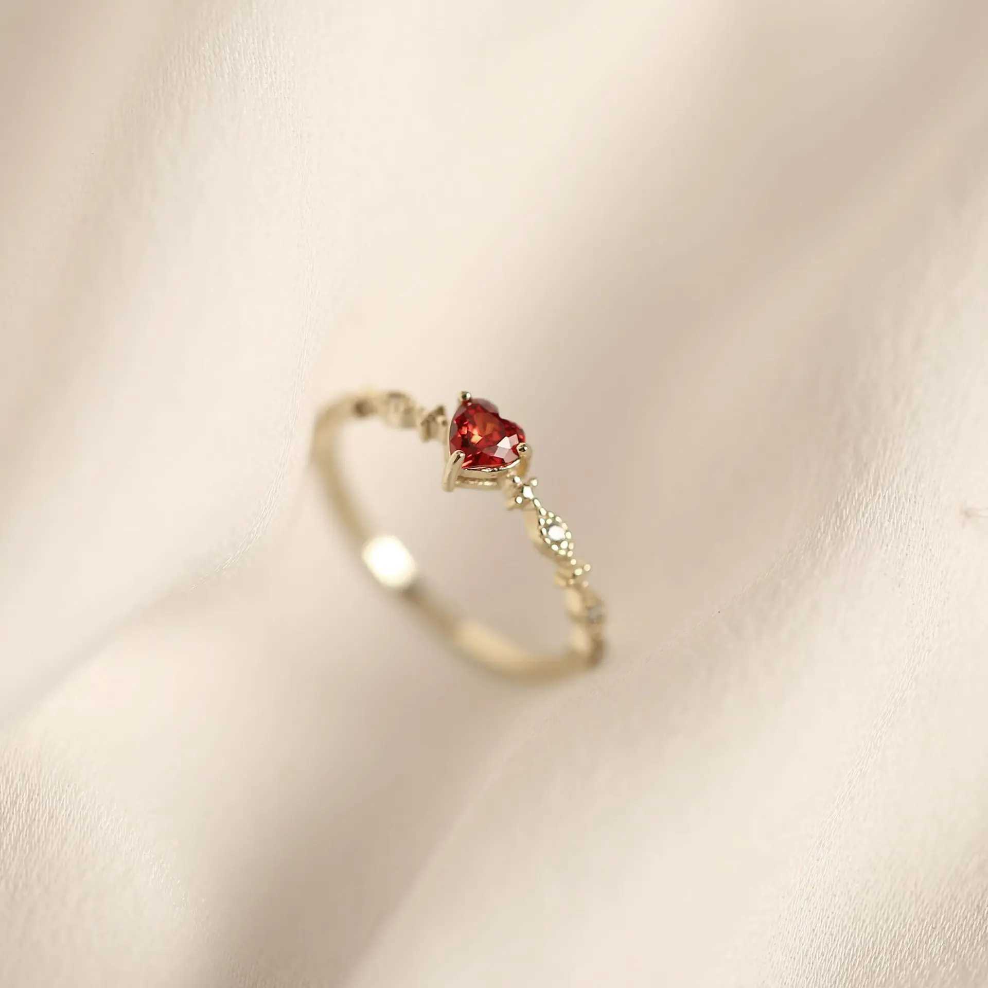 925 Sterling Silver Plating 14k Gold Simple Ruby Ring Women Fashion Tail Ring Party Jewelry Accories Engagement GiftXJ250514
