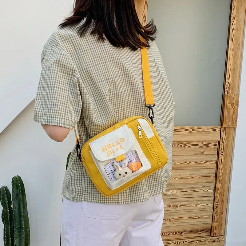 Women Crossbody Female Cute Girl Canvas Student Korean Version Oneshoulder Small Square Bag Multifunctional Allmatch Cross 250514