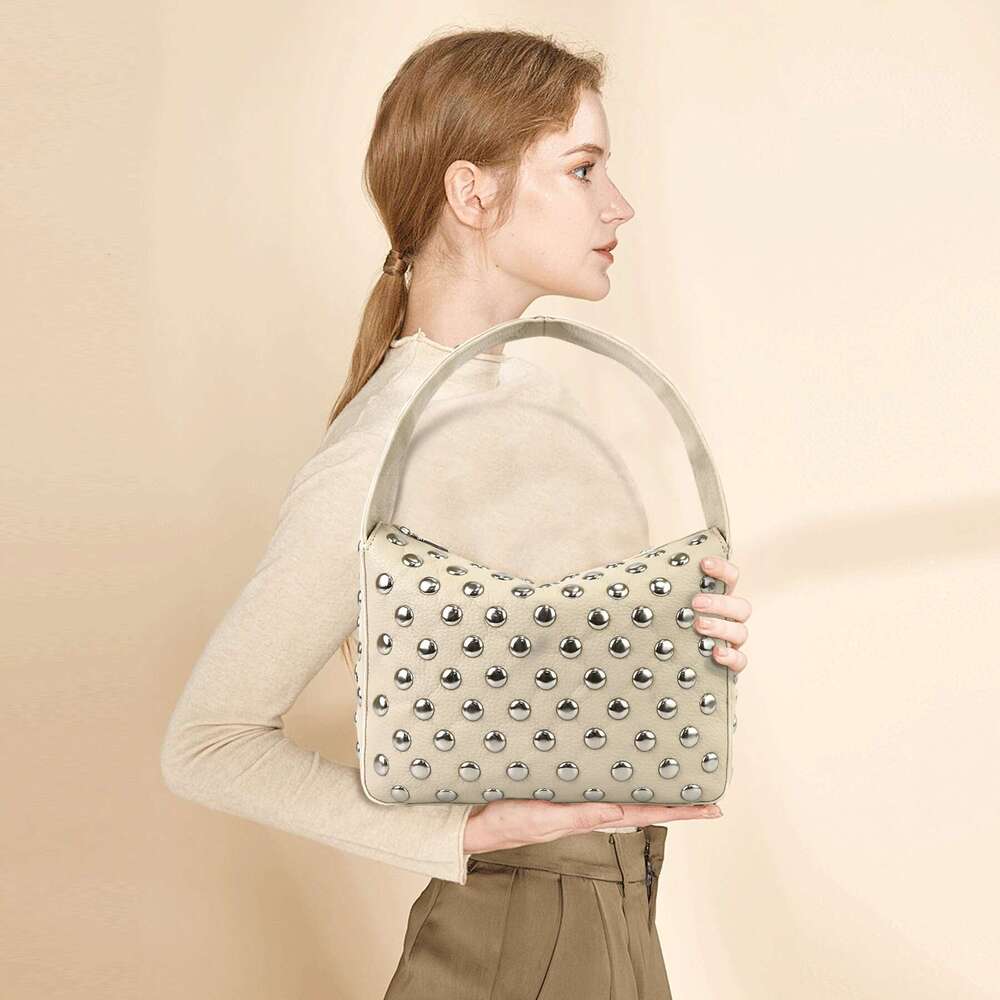 Fashionable Studded Purses Shoulder Hobo Bag Punk Women Small Shouder Purse Vegan Leather Designer Handbags Streetwear