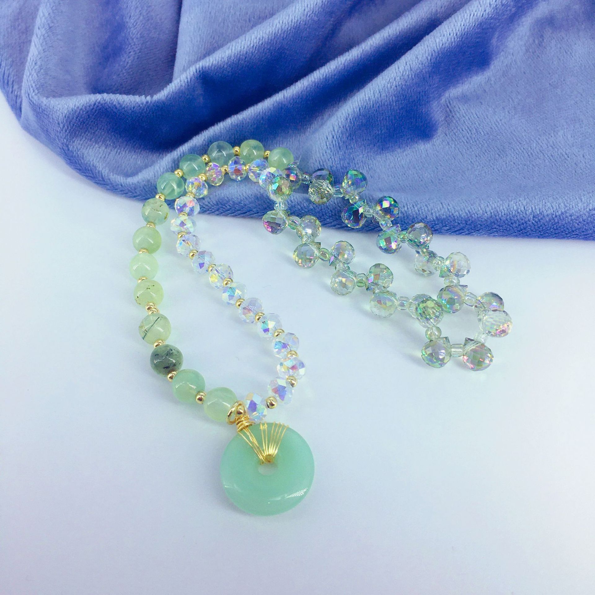 Simple and personalized grape stone double circle couple glass crystal bracelet jewelry