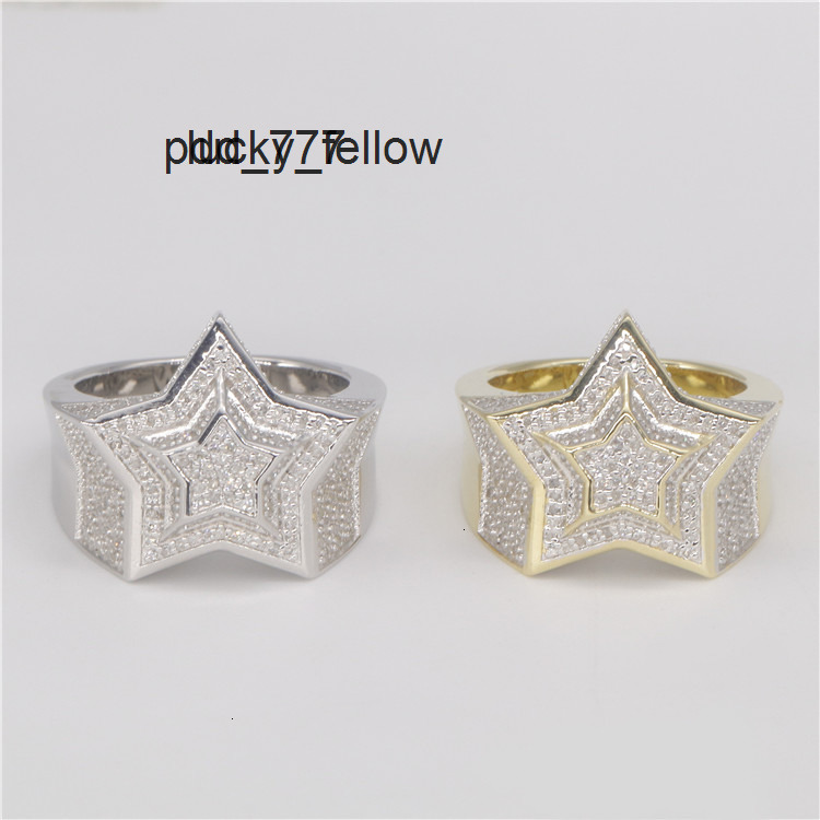 LUCK Hiphop Men Women Fine Jewelry Iced Out 925 Sterling Silver VVS Moissanite Diamond Star Ring With GRA Certificate