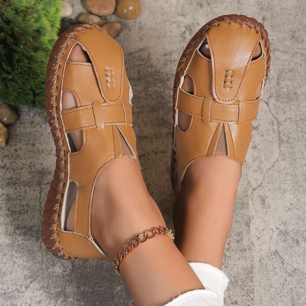 Soft Sole Mum Sandals Women Summer Flats Comfortable Non-slip Loafers Breathable Solid Colour Walking Shoes Sapatenis Feminino