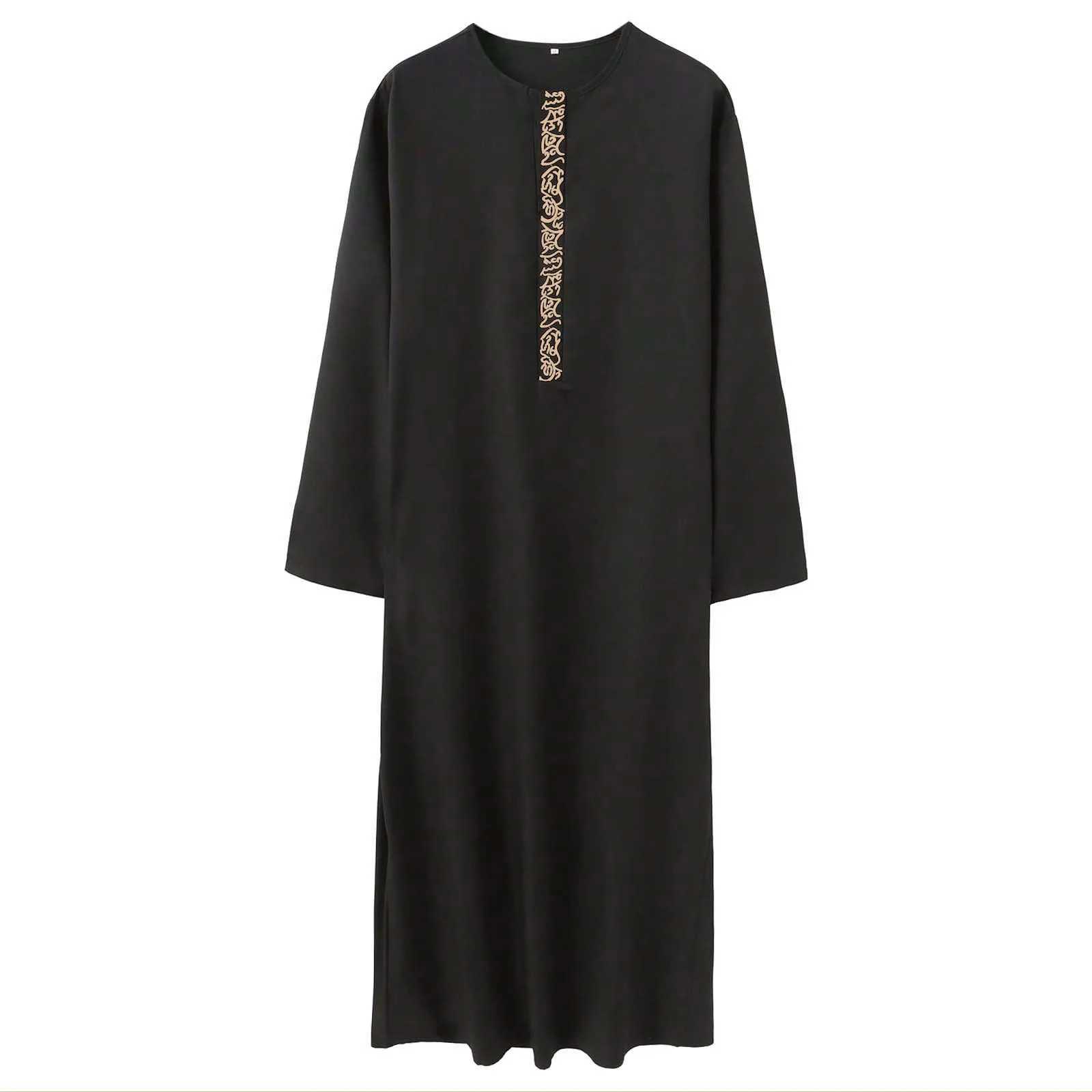2025 Muslim Mens Robe Long-Sleeved Ethnic Style Embroidered Arabic Clothing Man Islamic Casual Robe Abaya Kaftan Thobe Dresses X250514